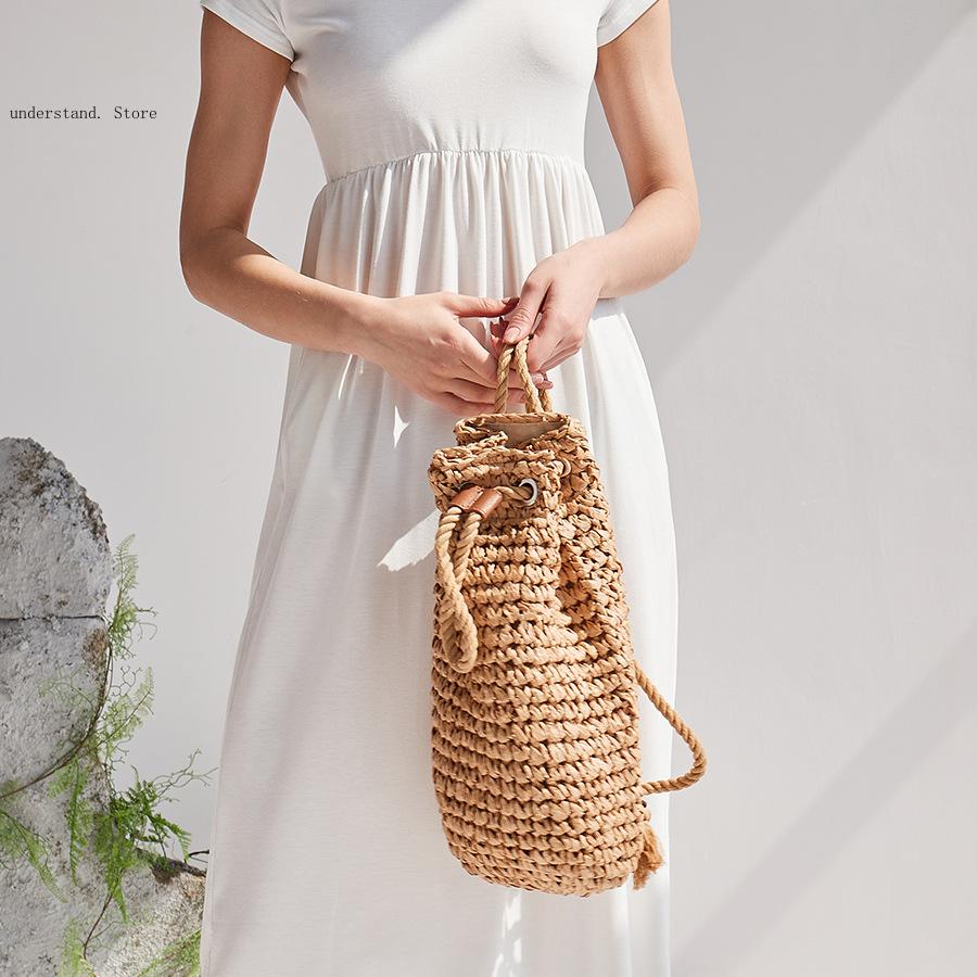 Handmade Drawstring Beach Shou - Women'S Raffia Bags ulasan dan harga