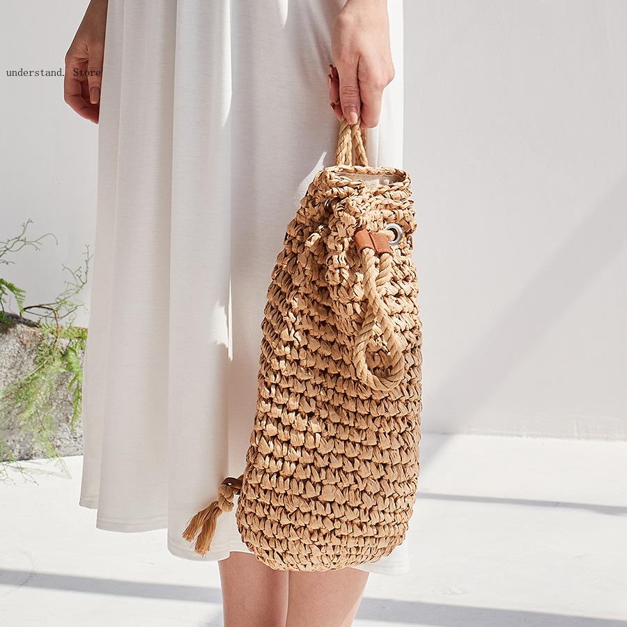 Handmade Drawstring Beach Shou - Women'S Raffia Bags ulasan dan harga