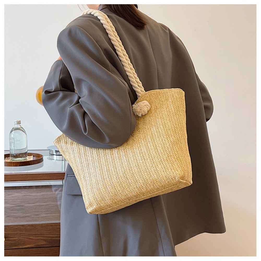New Summer Beach Tote Bag Larg - Women'S Raffia Bags ulasan dan harga