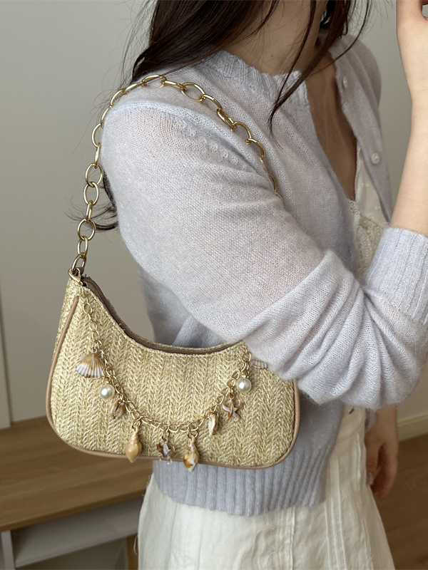 Fashionable  Pearl Straw Woven - Women'S Young Bags ulasan dan harga