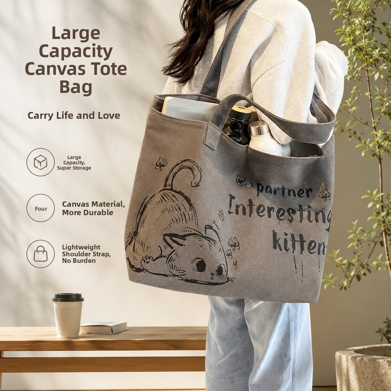 Large Capacity Canvas Tote Bag - Women Bags 2026 Trends ulasan dan harga