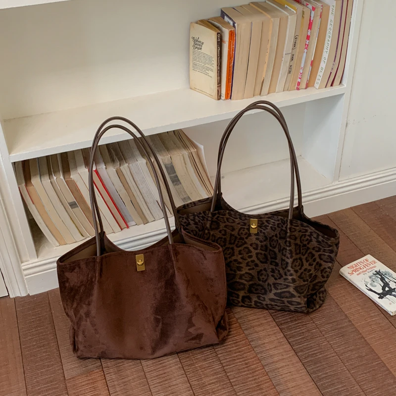 Retro Leopard Print Suede Tote - Women'S Bags Handbags ulasan dan harga